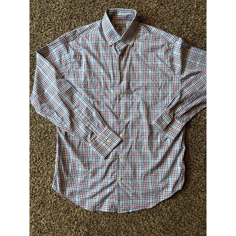 Peter Miller Mens‎ Golf  Shirt Casual Long Sleeve Button Up Plaid Large B17